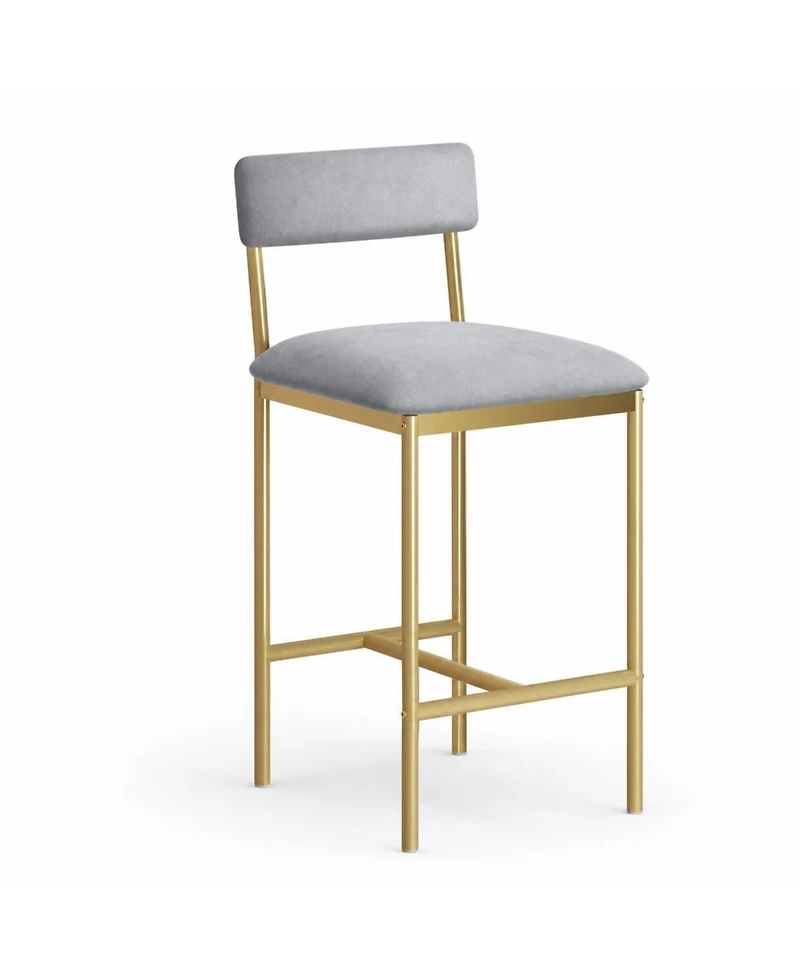 gaomon Set of 6 Gold Bar Stools 25.5 Counter Height Upholstered Chairs with Back and Footrest