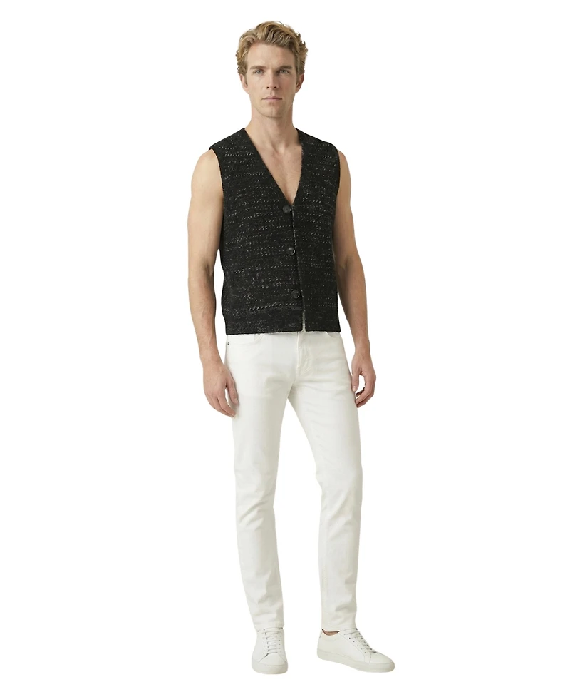 Modenaire Men's Textured V-Neck Button-Front Knit Vest