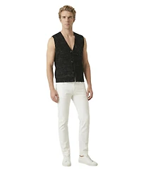 Modenaire Men's Textured V-Neck Button-Front Knit Vest