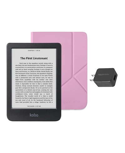 Kobo Clara Bw eReader 16GB with Candy SleepCover Case and Ac Bundle