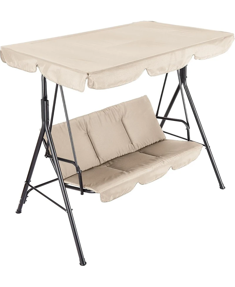 gaomon 3-Seat Outdoor Swing Chair -Weather-Resistant, Adjustable Canopy, Thick Cushions, 500 lbs Capacity for Patio or Porch