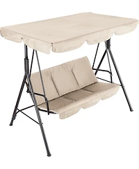 gaomon 3-Seat Outdoor Swing Chair -Weather-Resistant, Adjustable Canopy, Thick Cushions, 500 lbs Capacity for Patio or Porch