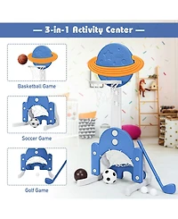 Sugift 3 In 1 Height Adjustable Kids Basketball Hoop Set With Balls