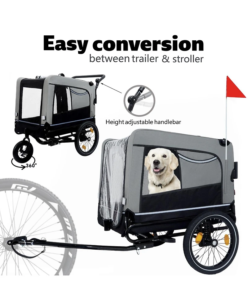 Streamdale Furniture Extra Large 2 in 1 Pet Bike Trailer and Stroller Up to 88 lbs