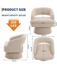 gaomon Modern 360degree(s) Swivel Barrel Accent Chair, Soft Fuzzy Round Lounge with Hollow Back and Stable Cone Base for Living Room Bedroom Office