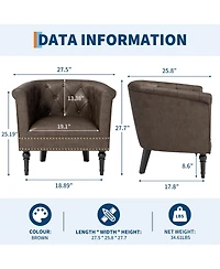 gaomon Modern Barrel Accent Chair, Tufted Back with Nailhead Trim, Upholstered Comfort Lounge for Living Room, Bedroom, Patio and Office
