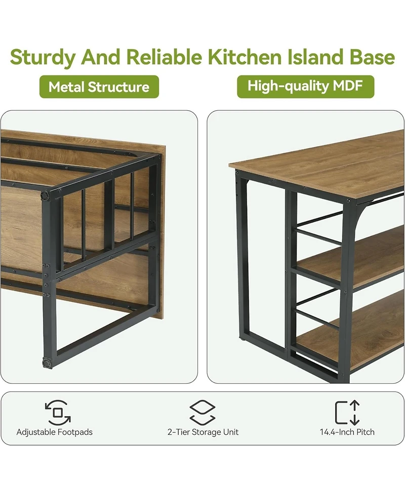 Tribesigns Kitchen Island With Storage 63" Worktop Shelf Modern Kitchen Counter For Dining Room, Kitchen, Living Room