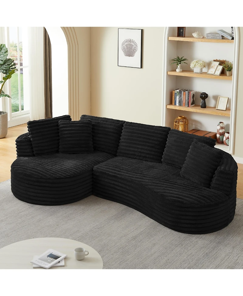 Sailvan Modern Curved L-Shape Luxury Sectional Sofa, Comfy Sleeper Couch,No Assembly Required