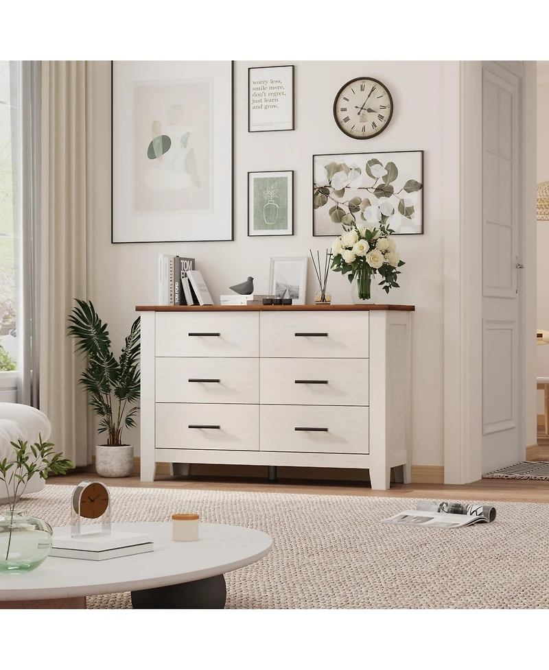 gaomon 6 Drawer Dresser for Bedroom 47 Inch Wide Chest of Drawers with Large Capacity Storage Organizer for Living Room Sturdy Thick