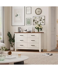 gaomon 6 Drawer Dresser for Bedroom 47 Inch Wide Chest of Drawers with Large Capacity Storage Organizer for Living Room Sturdy Thick