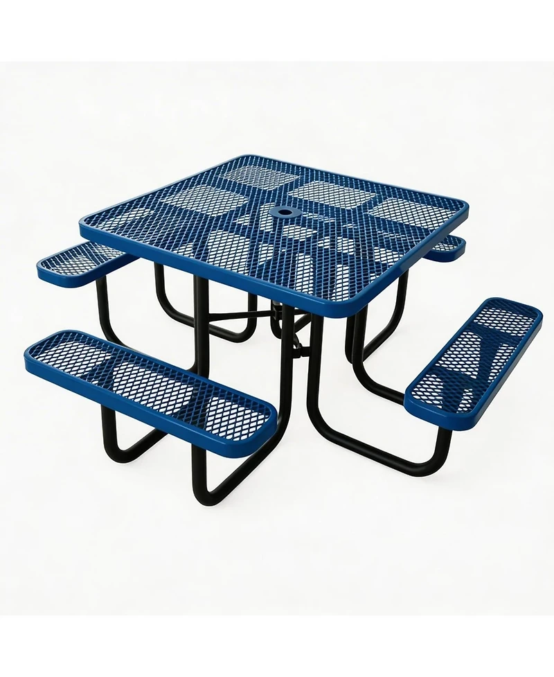 gaomon Heavy Duty 46" Square Patio Picnic Tables for Outdoors with Umbrella Hole