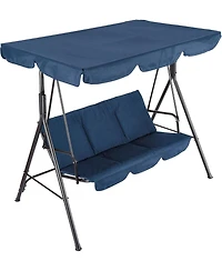 gaomon 3-Seat Outdoor Patio Swing with Adjustable Canopy and Stand – 600 lbs Capacity, Heavy-Duty Steel Frame, Waterproof Cushion