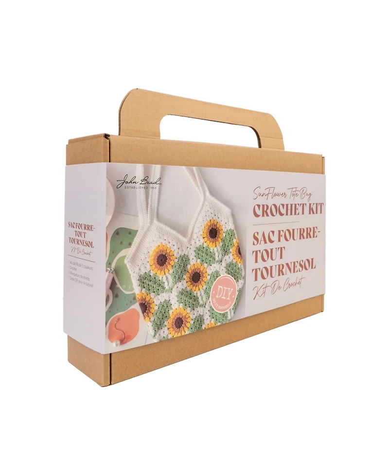 John Bead Sunflower Tote Bag Floral Crochet Diy Kit for Beginners