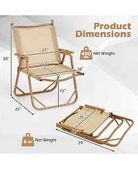 Sugift Folding Camp Chair Set of 2 with Aluminum Frame and Padded Armrests