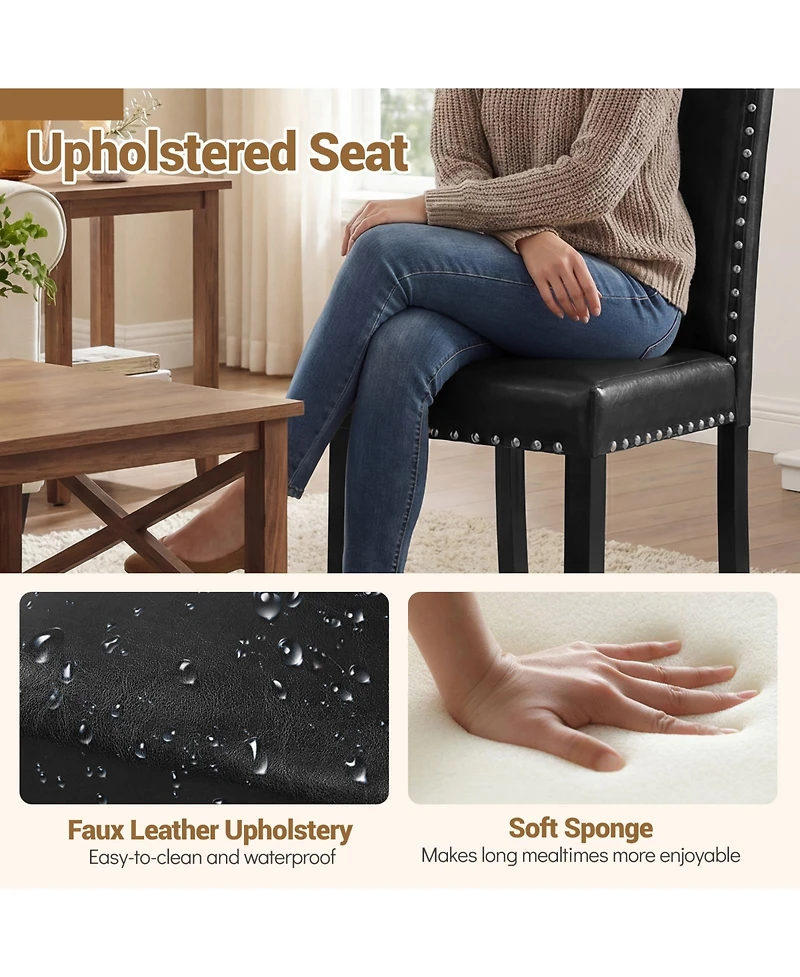 Sugift Set of 2 Dining Chairs with Solid Rubber and Wood Legs