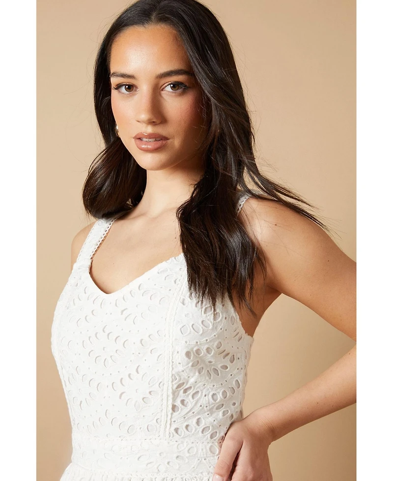 Oasis Women's Embroidered Broderie Midi Dress