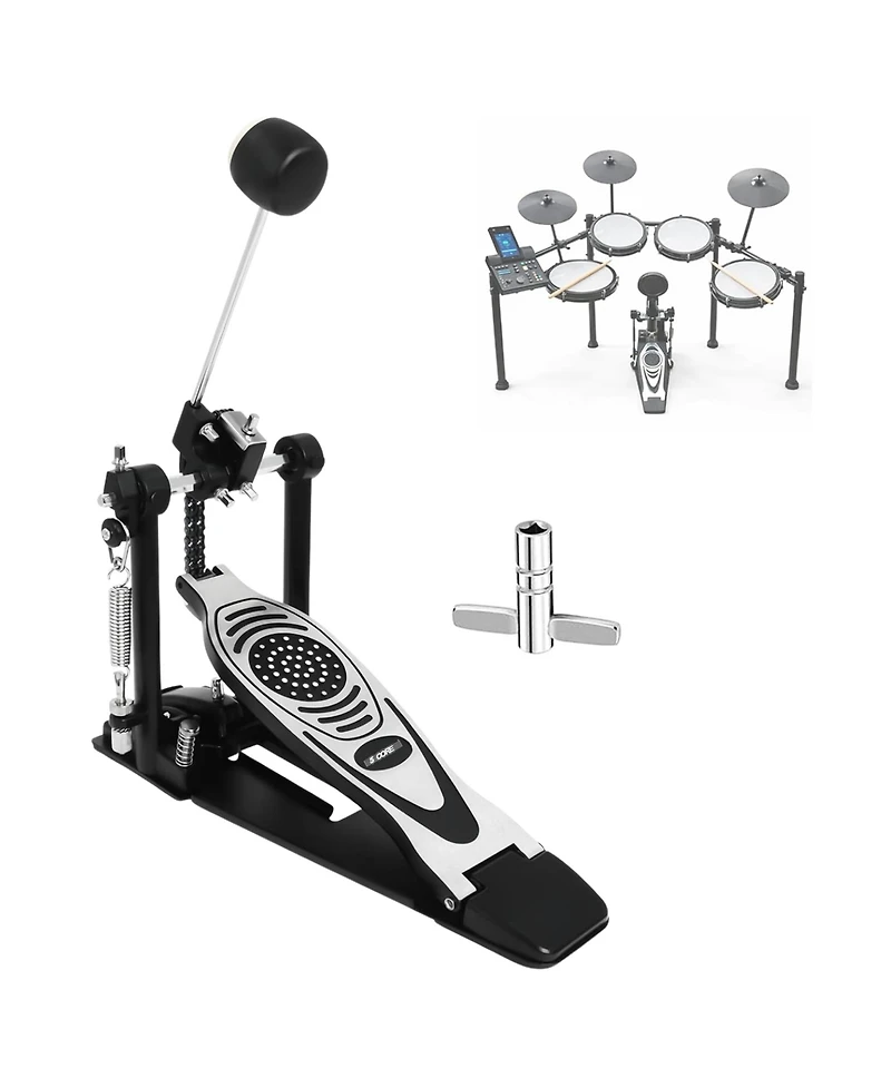 5 Core Bass Drum Pedal Mount Adjustable Felt Beater Head Single Chain Heavyduty Kick Drum Foot Pedal