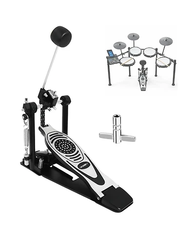 5 Core Bass Drum Pedal Mount Adjustable Felt Beater Head Single Chain Heavyduty Kick Drum Foot Pedal