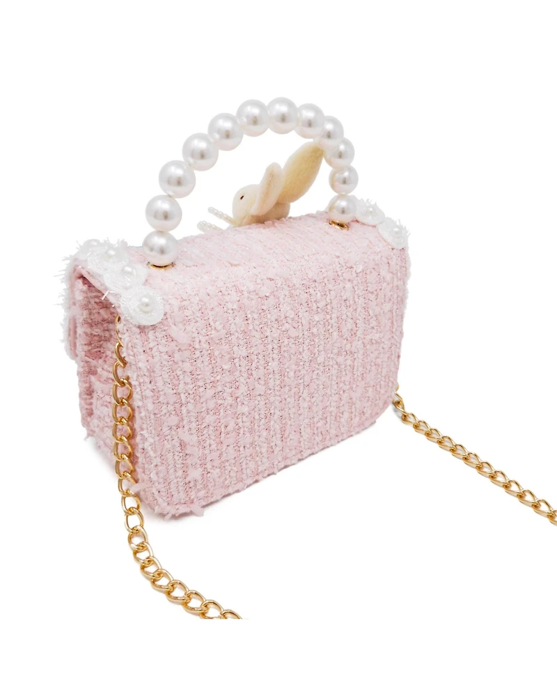 Puttisu Bunny Royale Kids Tweed Handbag with Pearl Handle