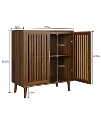 Boyel Living 31.5" Farmhouse Sideboard Buffet Cabinet with Storage,Wood Coffee Bar with Louvered Doors and Adjustable Shelves for Kitchen, Living Room