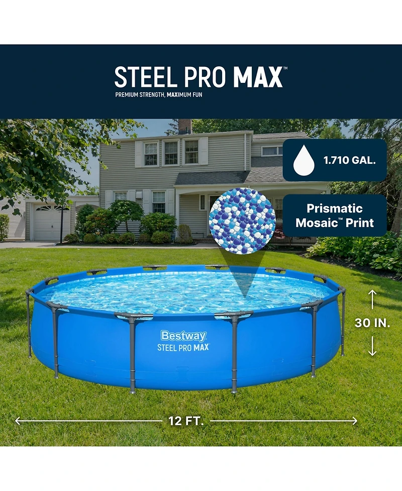 Bestway Steel Pro Max 12 x 30" Metal Frame Above Ground Pool Only