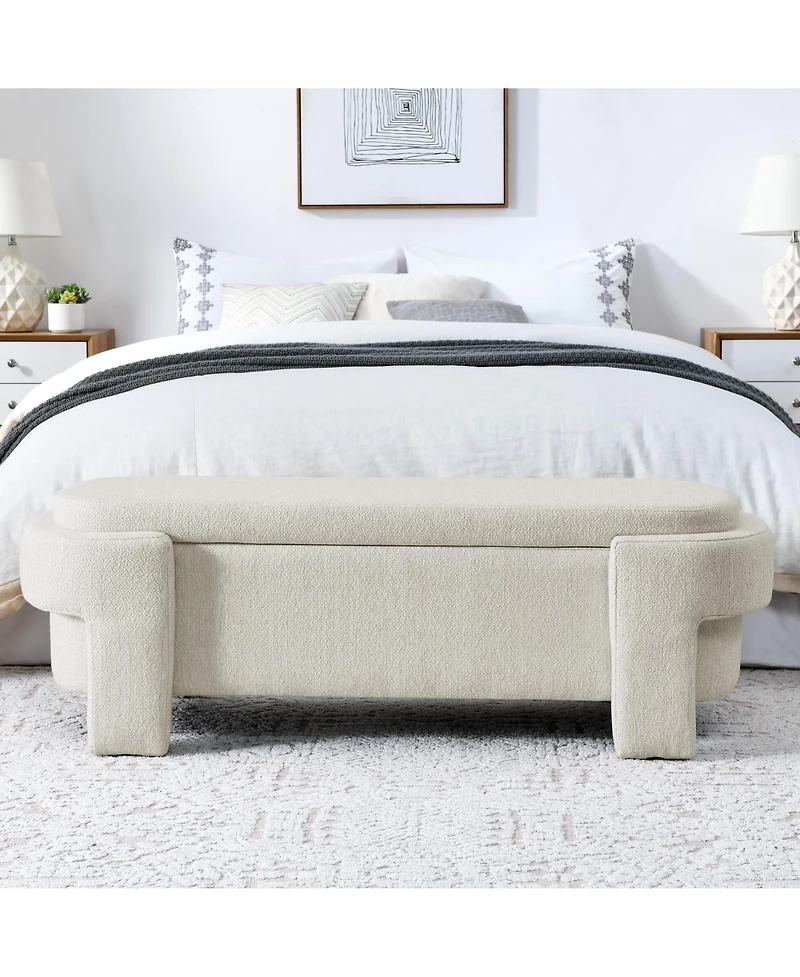 Flynama 51.5" Linen Upholstered Storage Bench