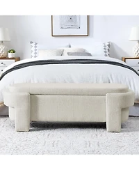 Flynama 51.5" Linen Upholstered Storage Bench