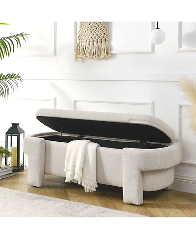 Flynama 51.5" Linen Upholstered Storage Bench