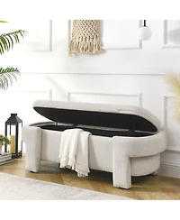 Flynama 51.5" Linen Upholstered Storage Bench
