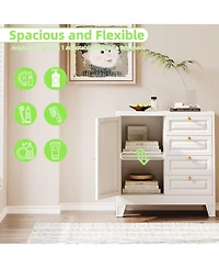 Boyel Living 33" Metal Bathroom Cabinet with 4 Drawers and Door, Floor Storage Organizer with Shelves for Toilet Paper