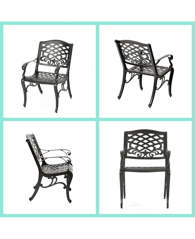 Asagikoiai 5-Piece Weather-Resistant Aluminum Outdoor Patio Dining Set with Round Table and Chairs