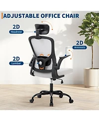 homfan Ergonomic Office Chair 350Lbs, High Back Mesh Desk Chair with Wheels, Adjustable Lumbar Support, Headrest and Flip-Up Armrests