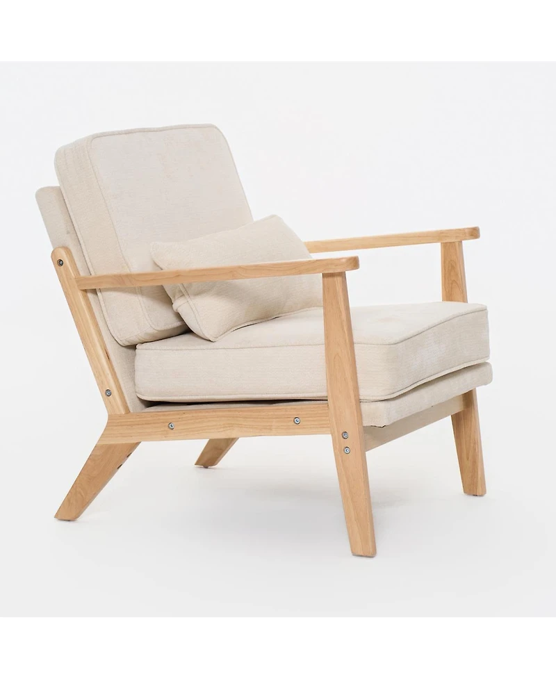 Streamdale Furniture Mid-Century Modern Lounge Chair with Lumbar Pillow and Wood Armrests