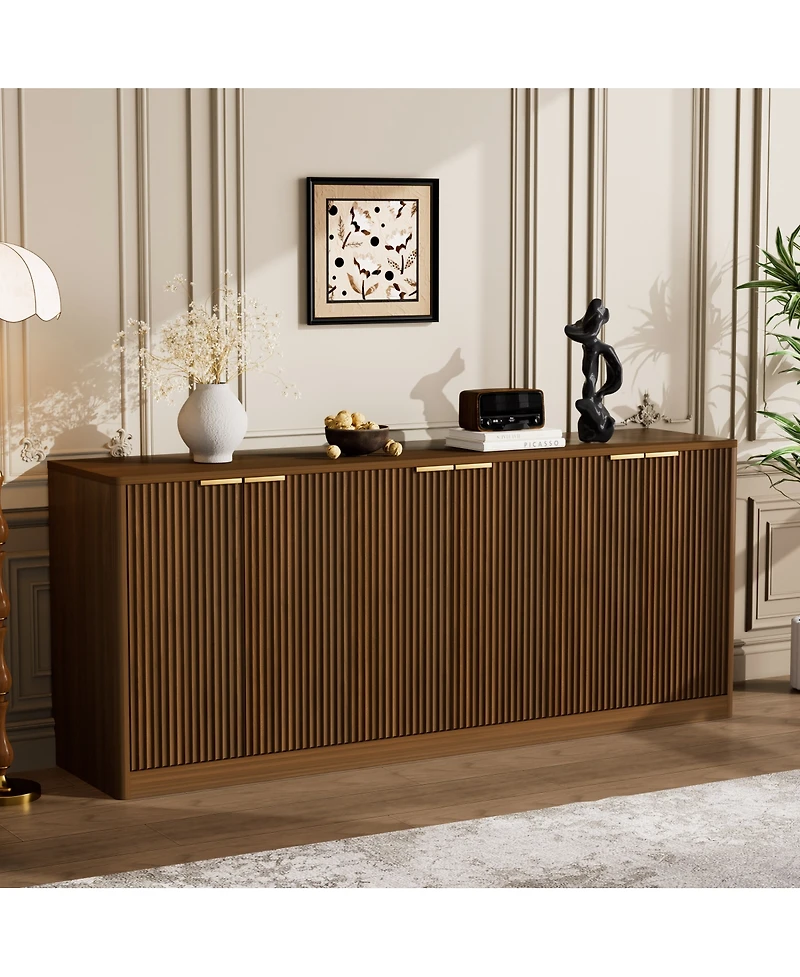 Streamdale Furniture 67'' Modern Wavy 6-Door Sideboard Storage Cabinet