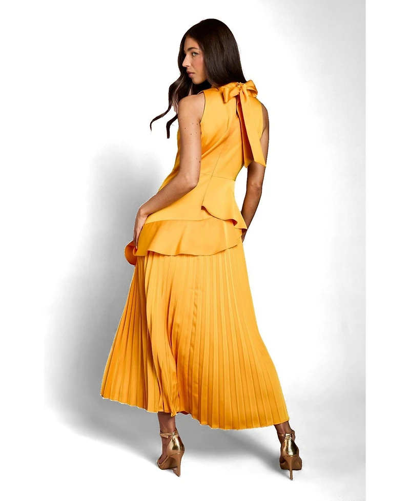 Coast Women's Satin Crepe High-Neck Pleated Maxi Dress