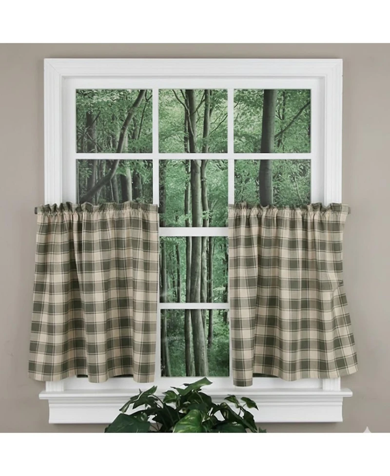 Ellis Curtain Country Check Tailored With 1.5" Rod Pocket Window Tiers Mist