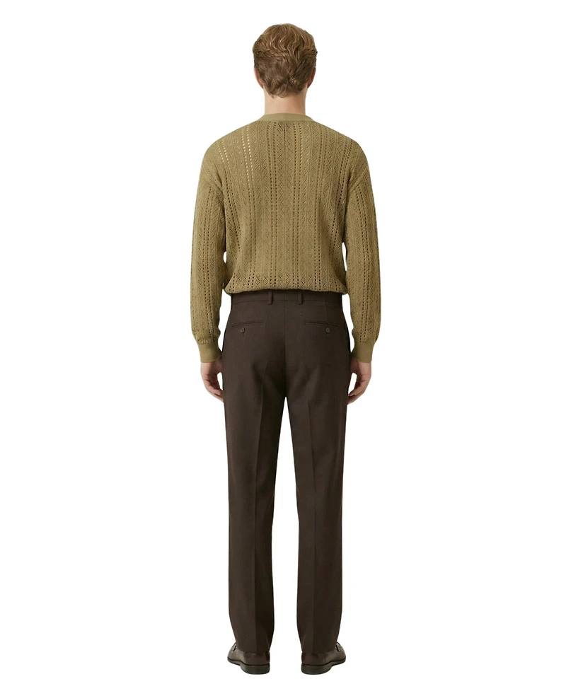 Modenaire Men's Open-Knit V-Neck Cardigan Sweater