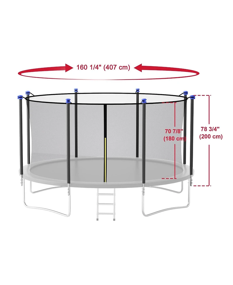 Yescom 15FT Trampoline Enclosure Net and Pole Replacement for 8 Straight Poles Trampoline