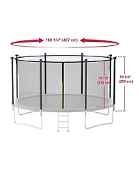 Yescom 15FT Trampoline Enclosure Net and Pole Replacement for 8 Straight Poles Trampoline