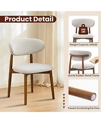 homfan Wooden Dining Chairs Set of 2, Mid Century Modern Upholstered Chairs, Farmhouse Kitchen with Padded Fabric Seat and Wood Legs
