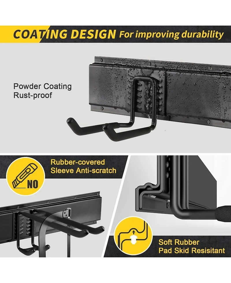 Xdovet Wall Mount Garden Tool Organizer Metal Hooks Rail Rack Holder