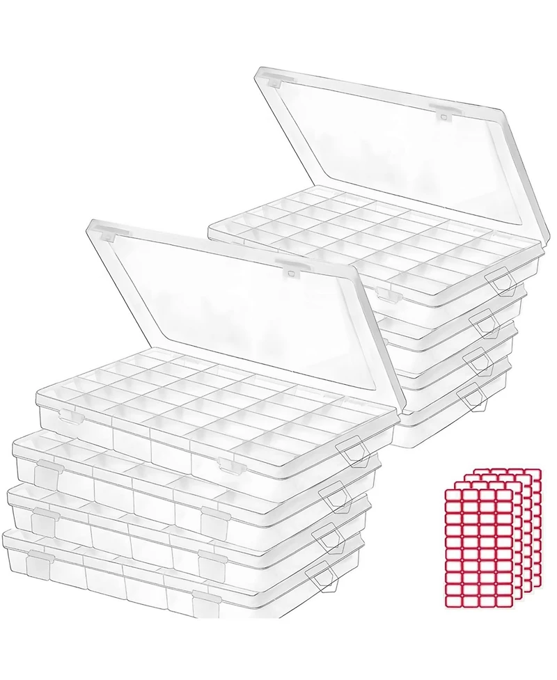 Xdovet Plastic Organizer Box Adjustable Dividers Craft Storage Labels