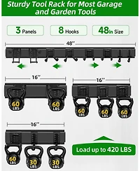 Xdovet Garden Tool Organizer Wall Mount Hooks Rack Shed Storage Heavy Duty