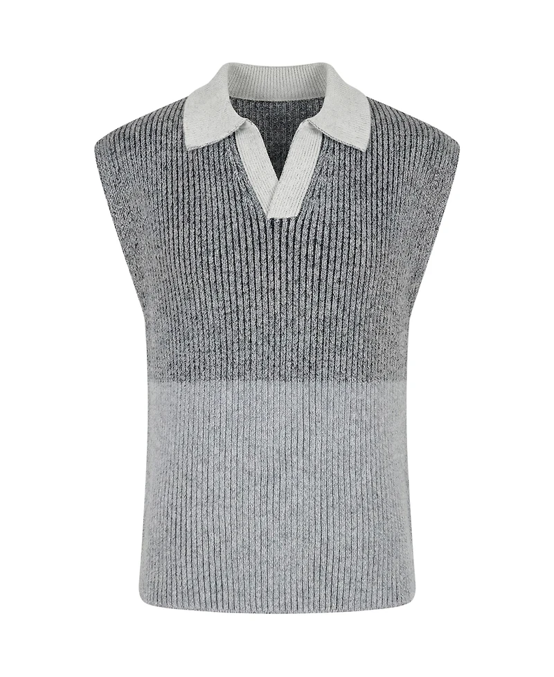 Modenaire Men's Colorblock Polo-Collar Knit Vest