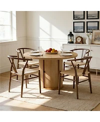 Streamdale Furniture 4-Piece Woven Dining Chair Set with 47.2 inch Round Storage Table