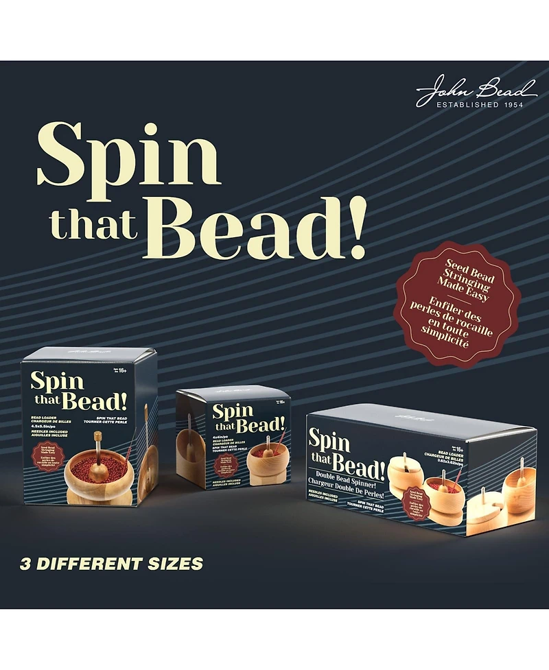 John Bead Wooden Bead Spinner with 2 Beading Needles, Manual String Bead Loader, Spinning Tool for Diy Craft Jewelry Making