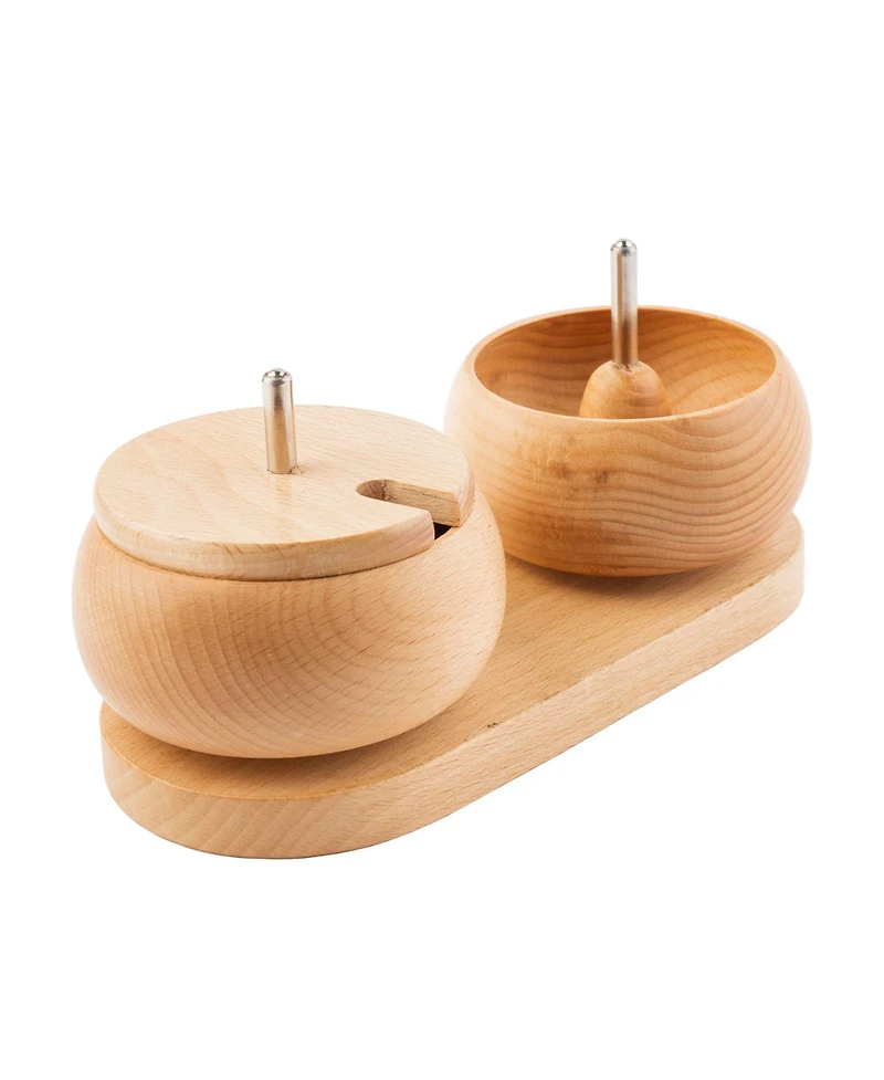 John Bead Wooden Dual Bead Spinner with 2 Beading Needles, Manual String Bead Loader, Spinning Tool for Diy Craft Jewelry Making