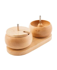 John Bead Wooden Dual Bead Spinner with 2 Beading Needles, Manual String Bead Loader, Spinning Tool for Diy Craft Jewelry Making