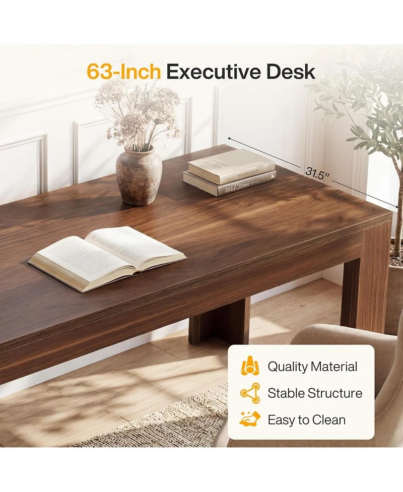 Tribesigns Office Desk, Modern Executive Desk with Large Tabletop, Wooden Computer Desk, Long Workstation for Home Office
