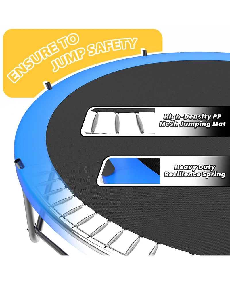 Zeny Recreational Kids Trampoline with Safety Enclosure Net and Ladder, Outdoor Trampolines